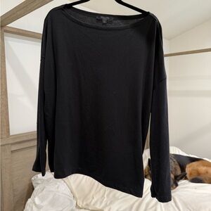 All Saints Oversized Black Scoop Neck Long Sleeve Extra Small